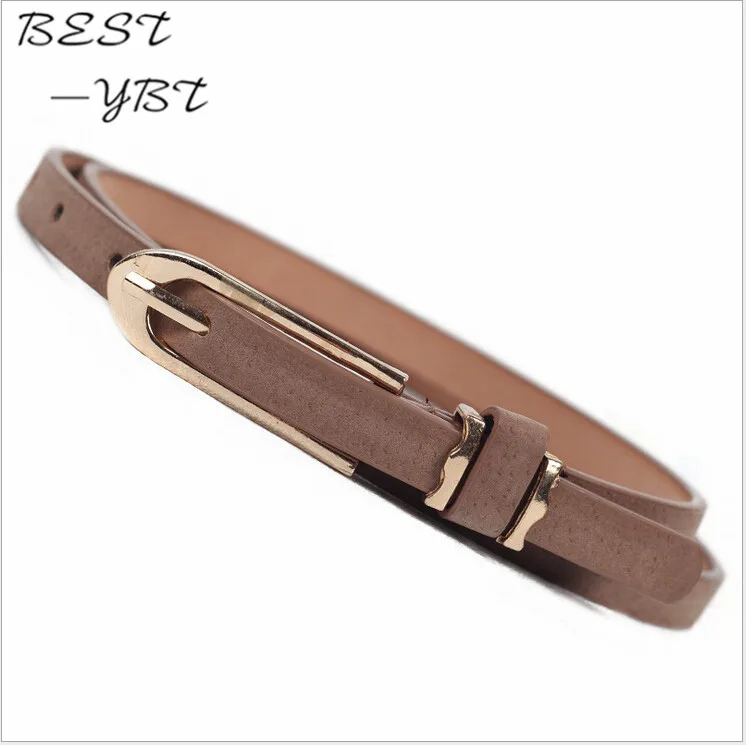 Новый Многоцветный Тонкий женский пояс из свиной кожи с металлической пряжкой