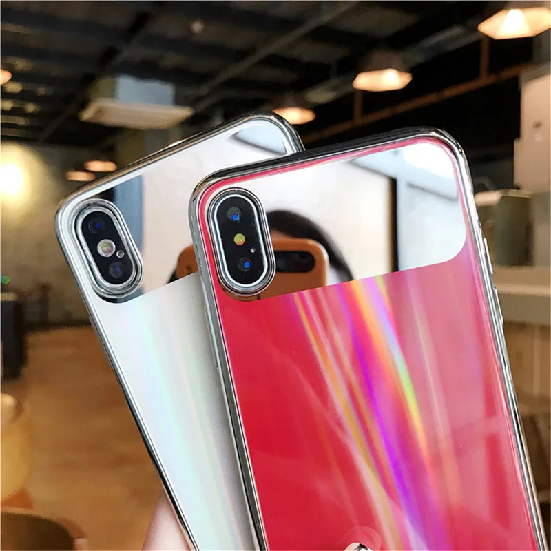 Зеркальный лазерный чехол Aurora для iPhone 12Mini Pro Max Роскошный 11 X XR XS 7 8 Plus 2020 SE Защита