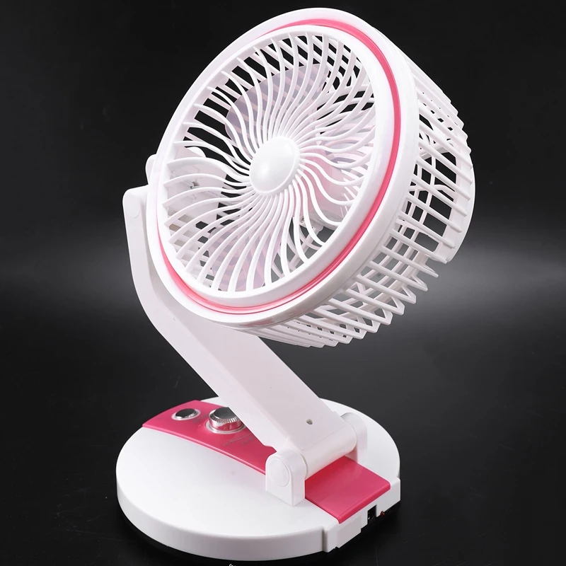 

USB Mini Folding Fan Desktop Charging Fan Home Office Folding Small Fan with Night Light Red