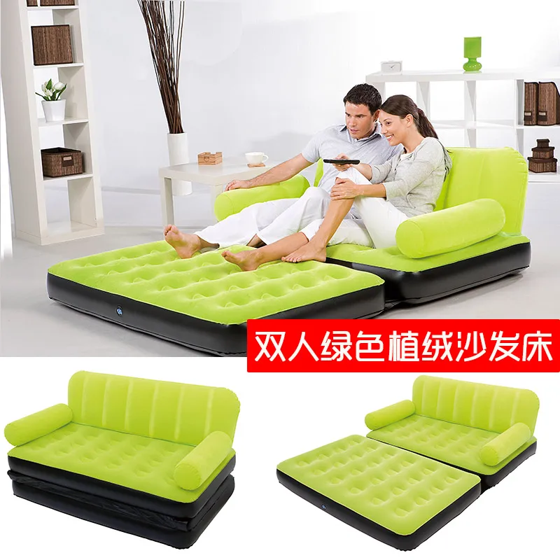 

2-in-1 Dual Use Air Sofa Inflatable Couch/Lounger Durable PVC Airbed Mattress/Mat Foldable Couches for Living Room Furniture