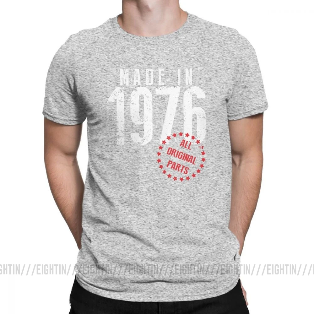 Сделано в 1976, все оригинальные детали, новинка, футболка для дня рождения, мужская одежда с коротким рукавом, обычные футболки, хлопковая Футболка с круглым вырезом - Цвет: Серый