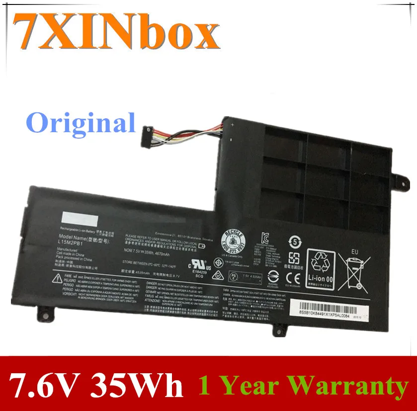 Bateria do Portátil para Lenovo L15l2pb1 L15m2pb1 Yoga 510 510-15ikb 510-15isk 510-14ast 510-14ikb 7xinbox 7.6v 4610mah 35wh L15c2pb1