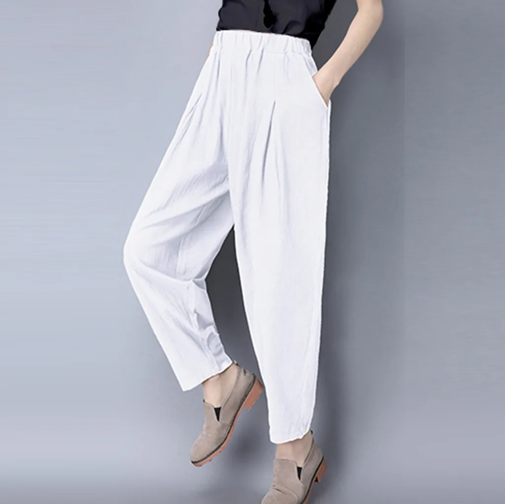 Женские VogueTrousers Boho Стиль летние белые брюки женские свободные штаны с высокой
