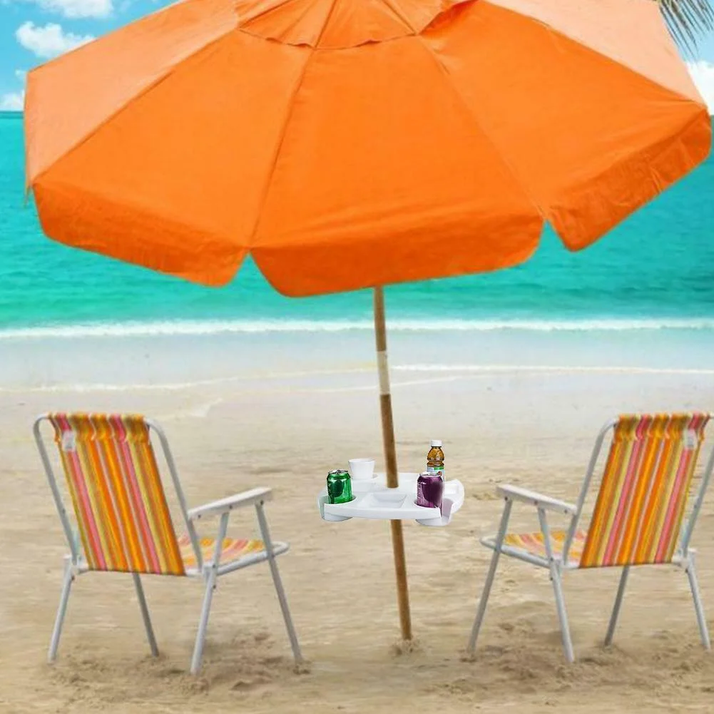 

Beach Umbrella Table Tray with Cup Holders Snack Cups for Garden Swimming Pool DNJ998