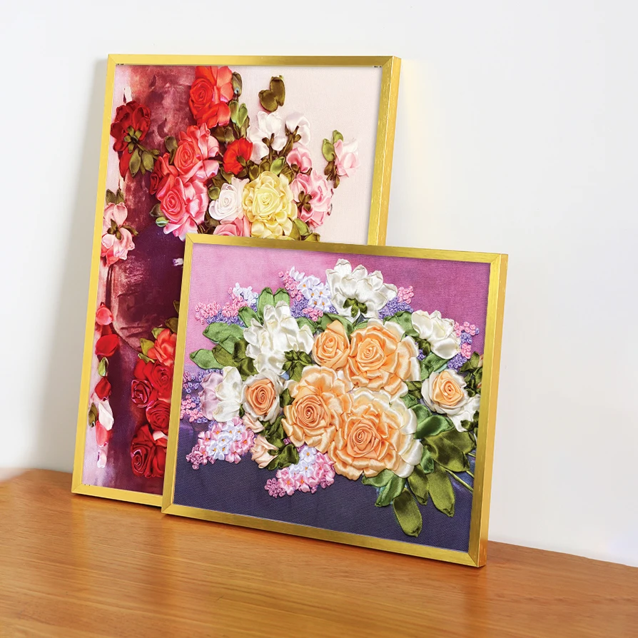 Набор для вышивки крестиком сделай сам 3D картина из простой ленты Цветочная