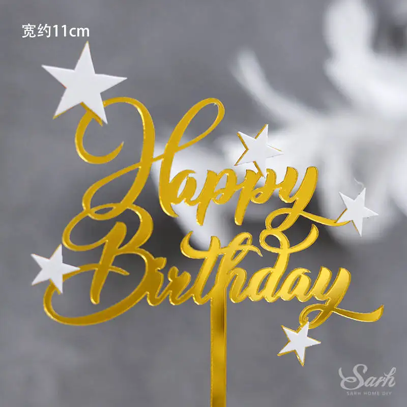2pc gold birthday Черное золото лук крюк счастливые топперы для торта на день рождения для выпечки принадлежности юбилей звезды благородный галстук вечерние украшения любовь подарок - Цвет: 2pc gold birthday
