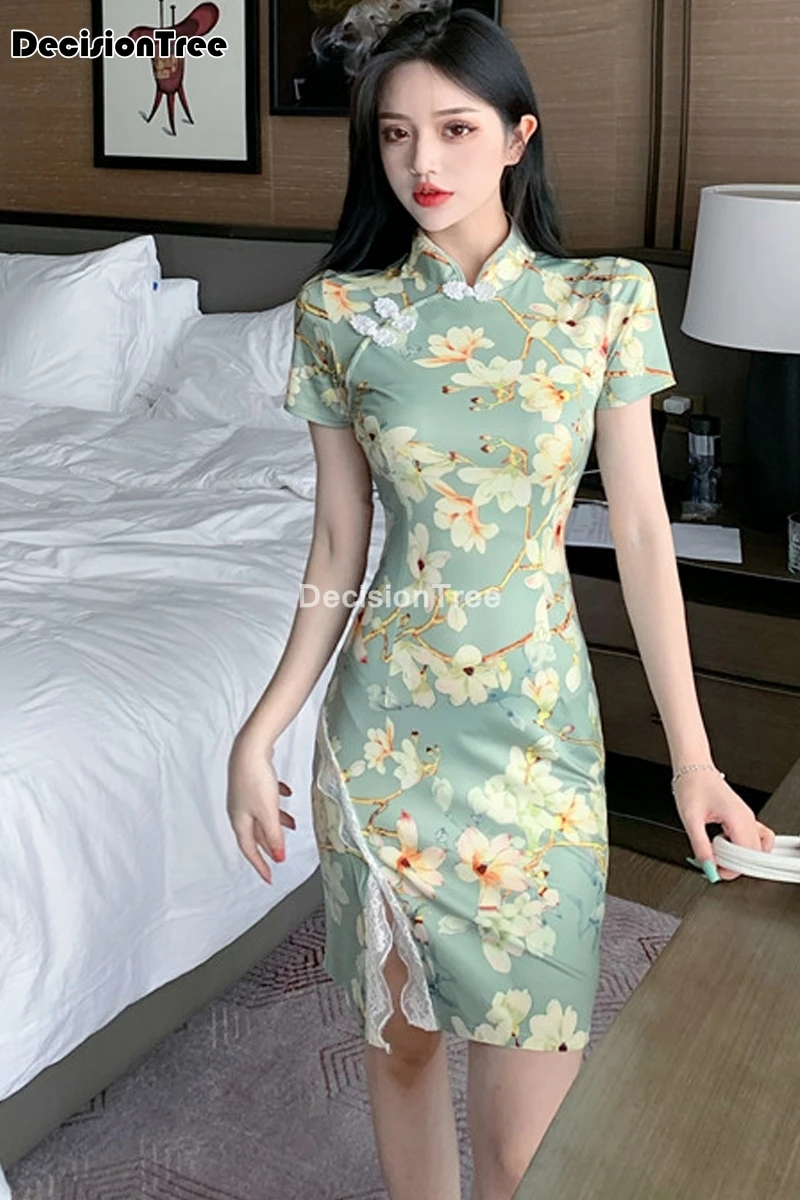 

2021 sexy oriental dress female cheongsam vintage chinese style dress womens qipao party dresses cheongsam dress