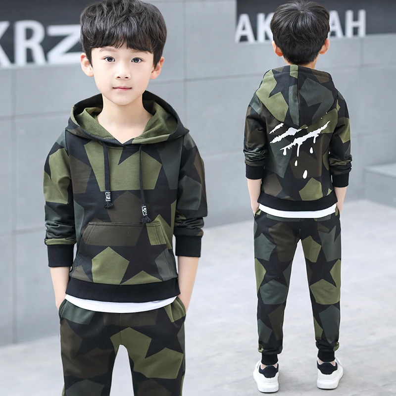 Teen Boys Clothes Set Kids Tracksuit Camouflage Costume Hoodies Tops Pants Children Clothing Outfits 4 6 8 9 10 12 14 Years | Детская