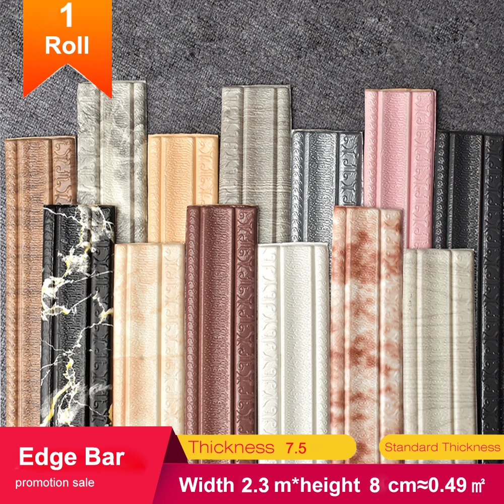 

3D Wall Stickers Self Adhesive Foam Waterproof Baseboard Wallpaper Border Wall Sticker Living Room Bedroom Home Decorations
