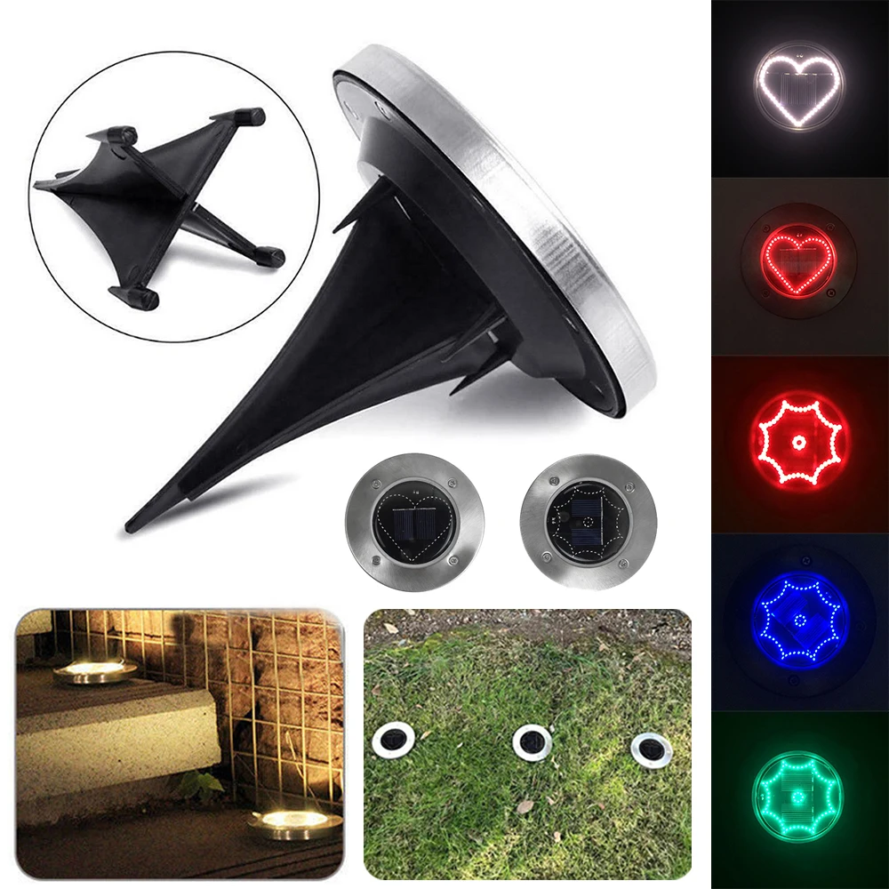 

Heart 53 LED Stair Floor Spotlight Ground Light Outdoor Garden Pathway Patio Decking Landscape Buried 8 Leds Solar Power