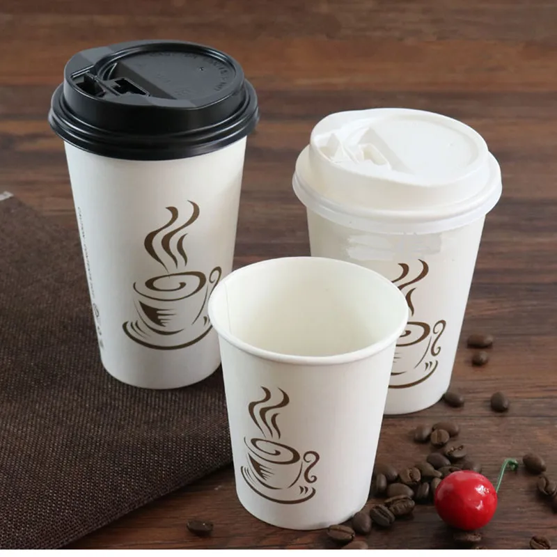 50 шт Высокое качество белые одноразовые кофейные чашки на вынос посылка 8 унций 12