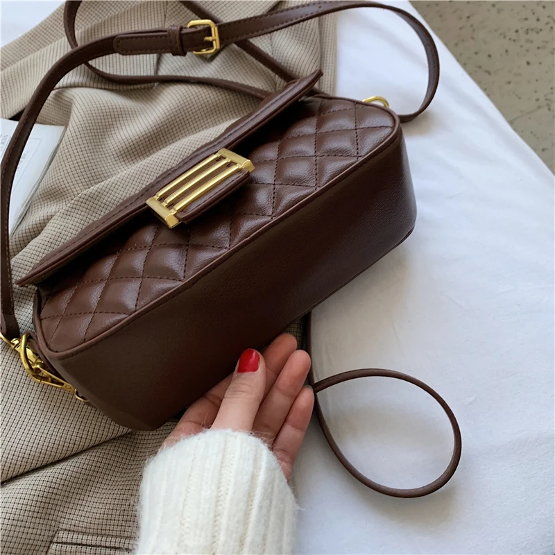 

Diamond Small Square Bag for Women's High-quality PU Shoulder Bag Casual Ladies Designer Crossbody Handbag Solid Color Tote Bags