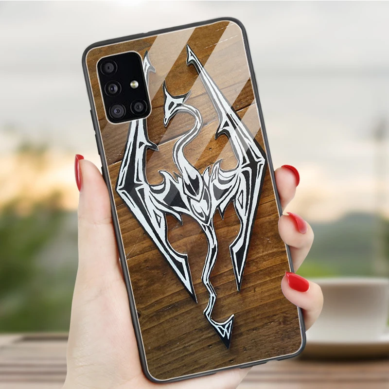 Чехол для телефона из закаленного стекла с логотипом Skyrim Samsung M51 M41 M40 M31S M30S M21 M20 M10
