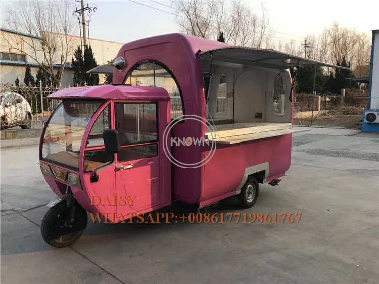 Мобильная тележка для фаст фуда розового цвета трехколесная tuk продажа из