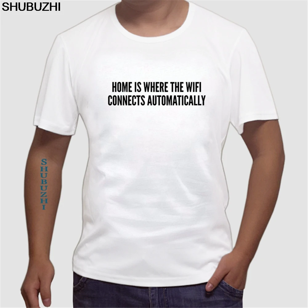 Men Geeky Home Is Where The Wifi автоматически подключается Смешная Шутка с юмором слоган