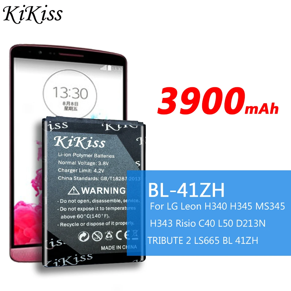 Запасная батарея KiKiss BL 41ZH BL41ZH для LG Leon H324 L50 C40 H340 H343 Risio H345 MS345 D213N LS665 D290 D295 TRIBUTE
