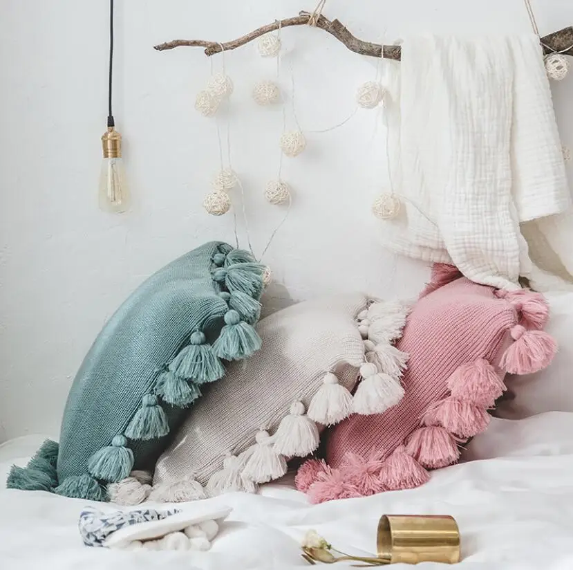 Нордическая простая жизнь ручной работы вязаный шарик-фонарик твердая подушка