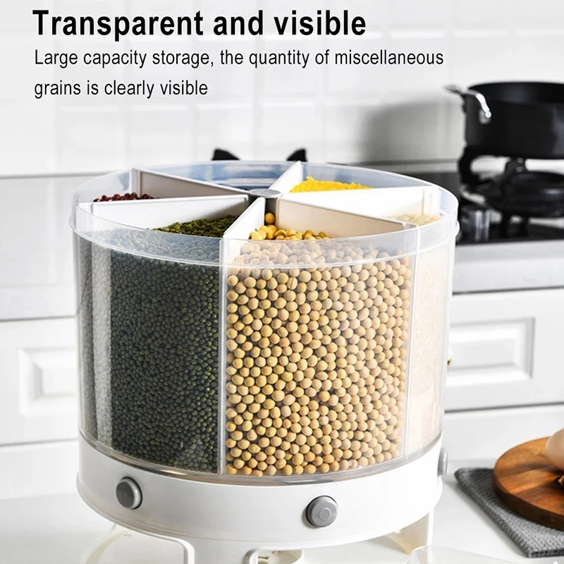 

Kitchen Food Storage Container Rotating Cans for Moisture Insect Proof Grain Organizer Box Separat Rice Bucket