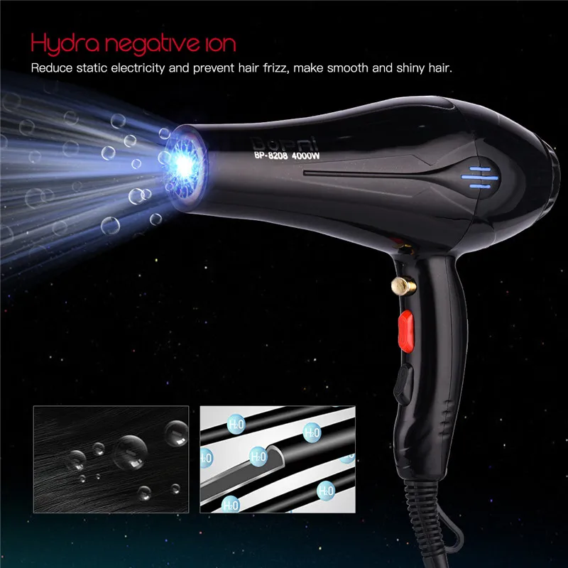 

4000W Large Power Hair Dryer Professional Negative Ion Blow Dryer Home Salon Hair Styling Hairdryer 2 Wind Collecting Nozzle 31