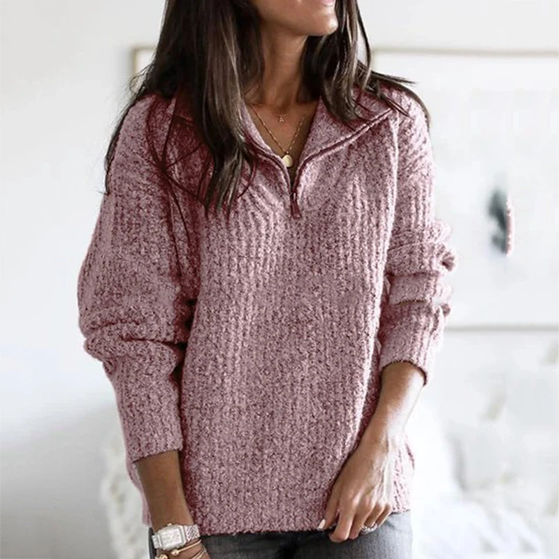 Свитера на молнии со стоячим воротником, женские пуловеры на осень и зиму, теплые плюшевые свободные хлопковые мягкие женские пальто с длинным рукавом, куртка