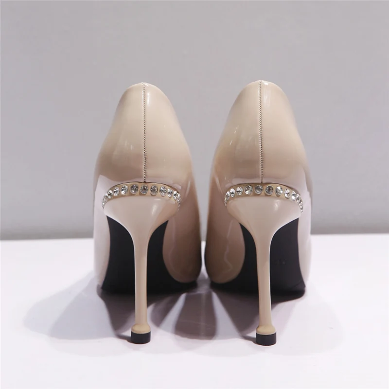 2019 Для женщин 10 см высокий тонкий каблук стразы женские туфли лодочки острый