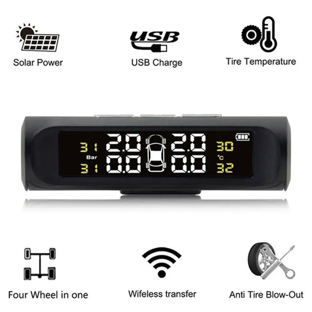 Умный автомобиль TPMS система контроля давления в шинах солнечной энергии