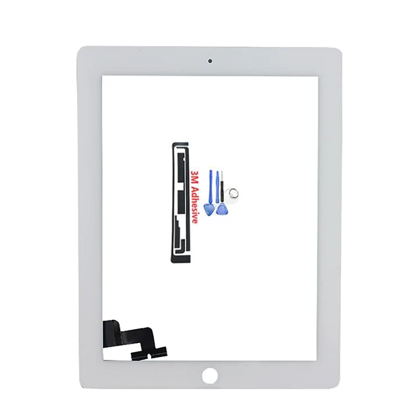 Only White Screen Планшет сенсорный экран для iPad2 A1395 A1396 A1397 дигитайзер передняя панель Замена сенсорный экран+ закаленное стекло средняя рамка - Цвет: Only White Screen