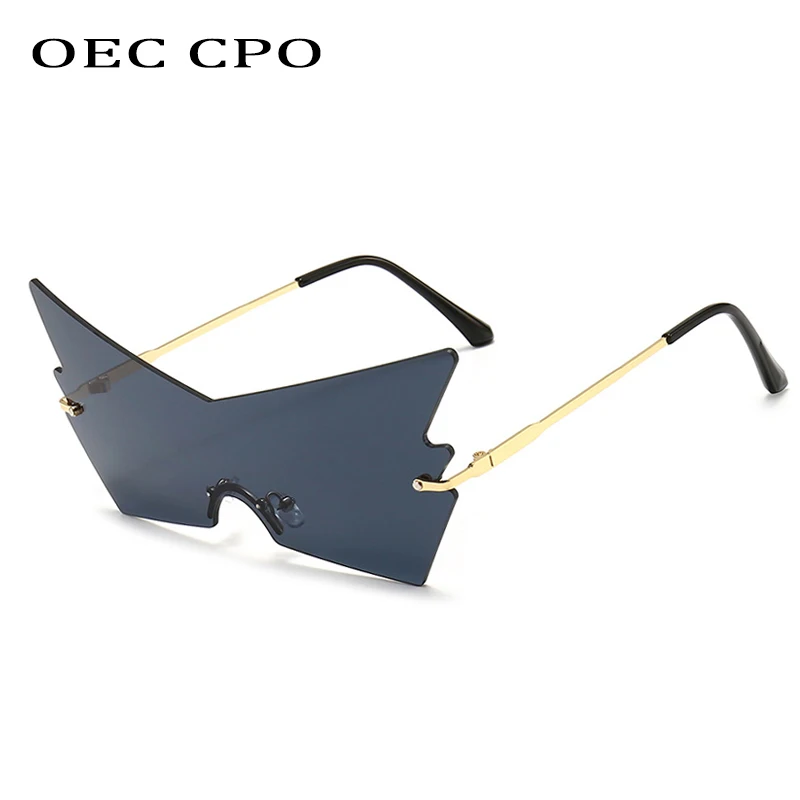 

OEC CPO Oversized Rimless Sunglasses Women Fashion Clear color One Piece Goggle Sun Glasses Ladies UV400 Eyewear oculos O870