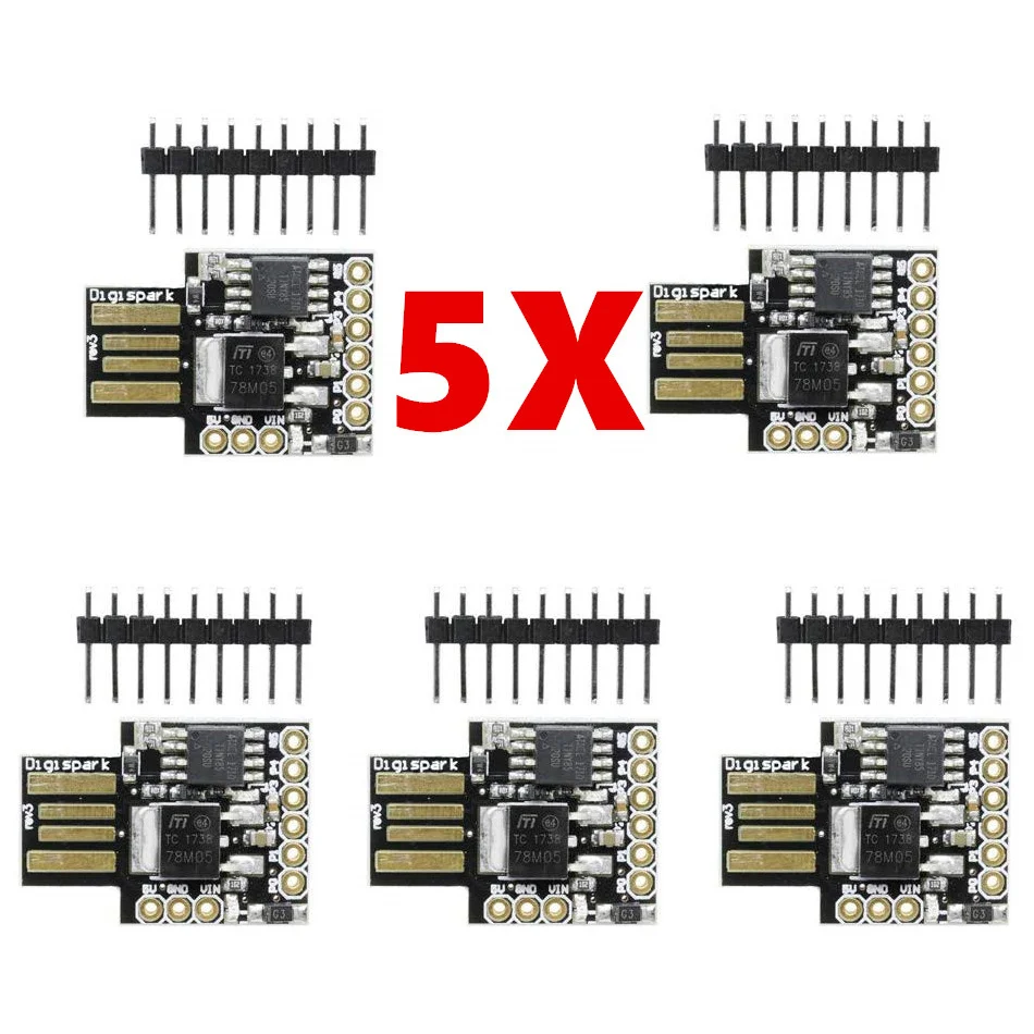 

5pcs/lot Digispark Kickstarter ATTINY85 Modules for Arduino General Micro USB Development Board