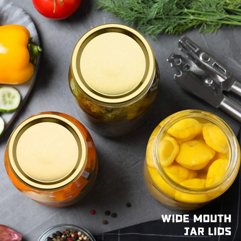 

Split-Type Lids Reusable Leak Proof Storage Solid Caps Metal Canning Jar Lids for Regular Mouth Jars 86mm 40 Pcs