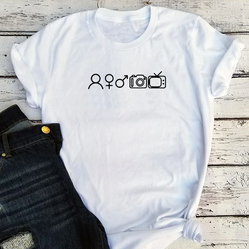 

Person Woman Man Camera TV Shirt Women Vintage Clothes 90s Thanksgiving Tees Harajuku Trump 2020 Clothes Graphic L