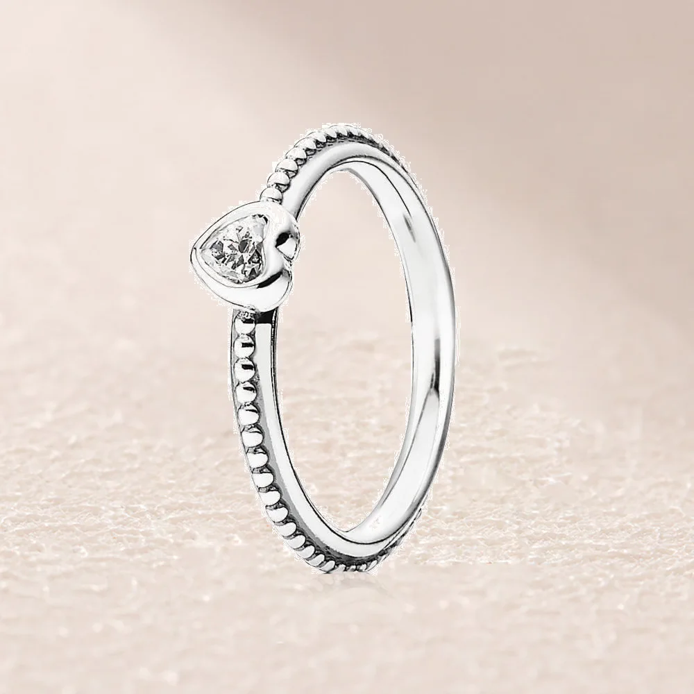 

190896CZ SWEET HEART ZIRCONIA & SILVER RING -