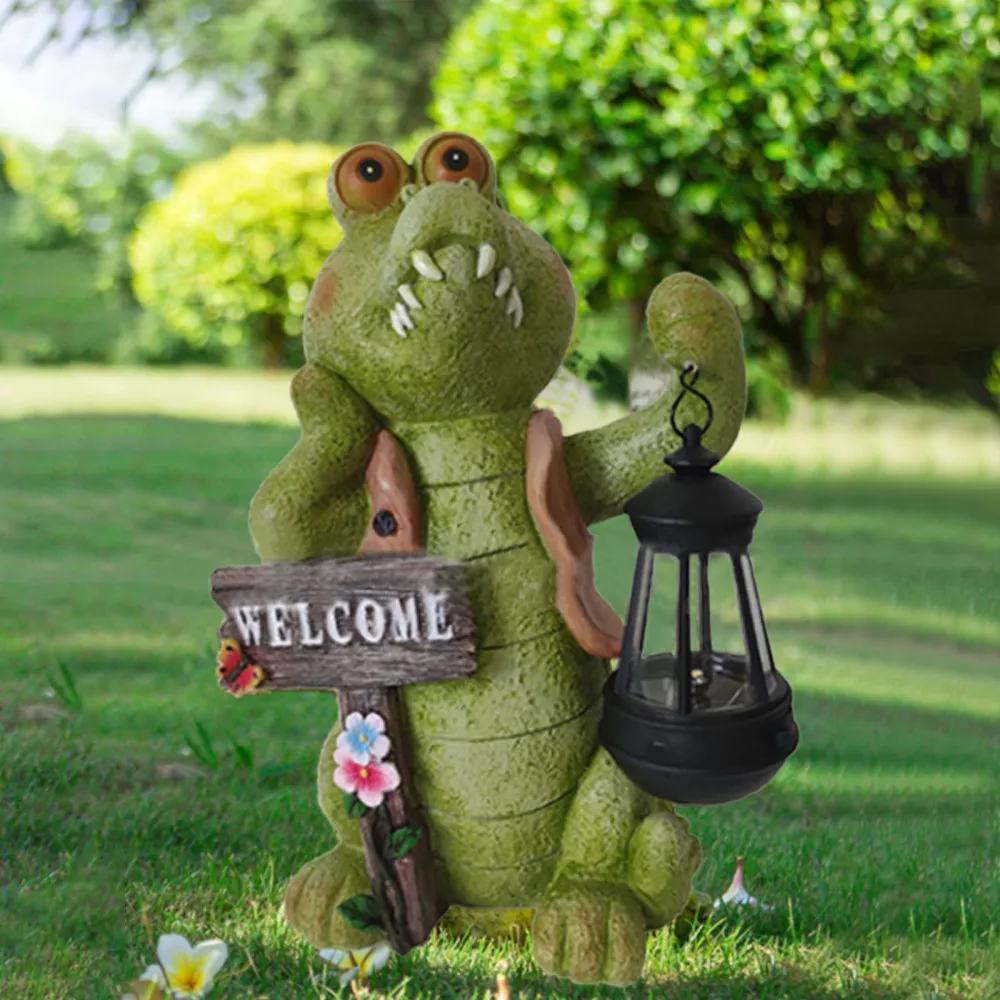 

Creative Resin Solar Luminous Lamp Garden Light Sculpture Crocodile Backyard Path Alligator Statue LED Yard Home Furnishing