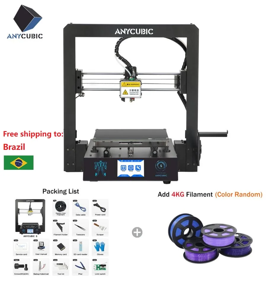 Anycubic 3d принтер обновления мега-с 3d печати наборы размера плюс металлический сенсорный экран 3d принтер Мега S 3D Друкер Impresora 3d