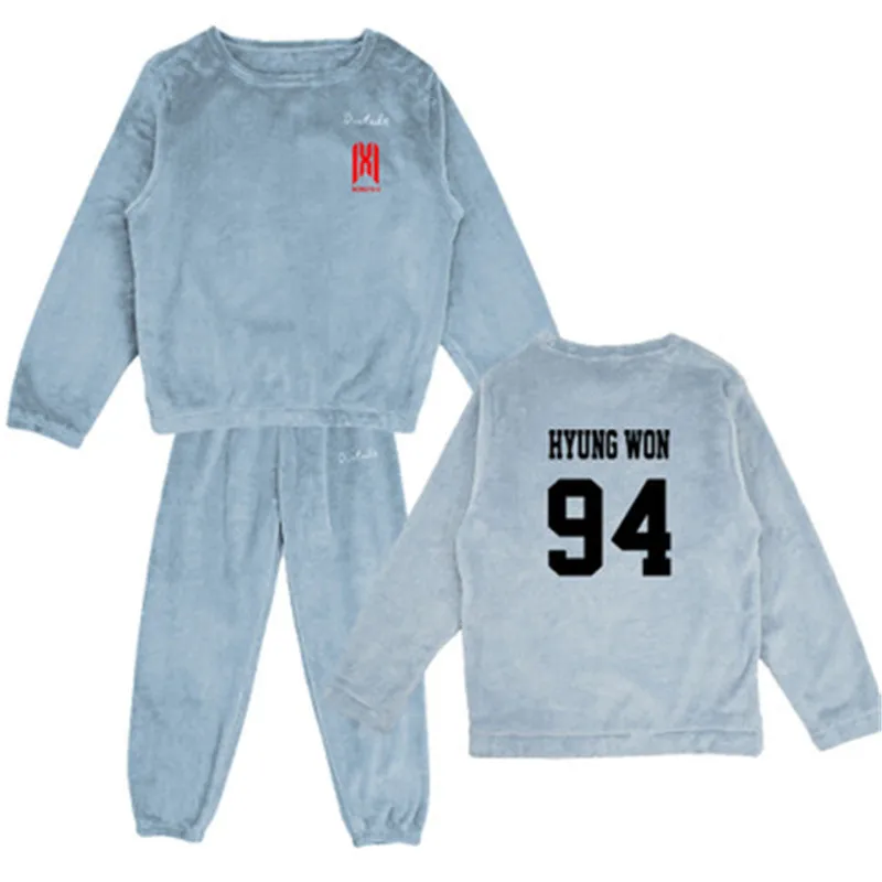 Повседневные молодежные пижамные комплекты Kpop MONSTA X IM JOO HEON MIN HYUN WON HO с длинными