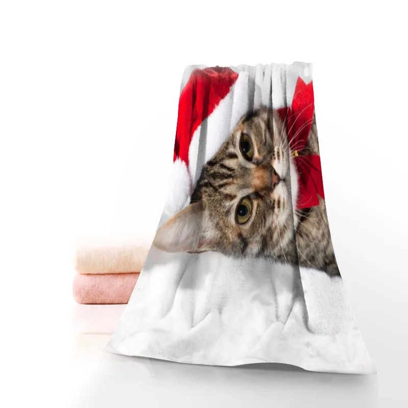 Новый принтом в виде рождественского кота Животные Полотенца несколько Цвет