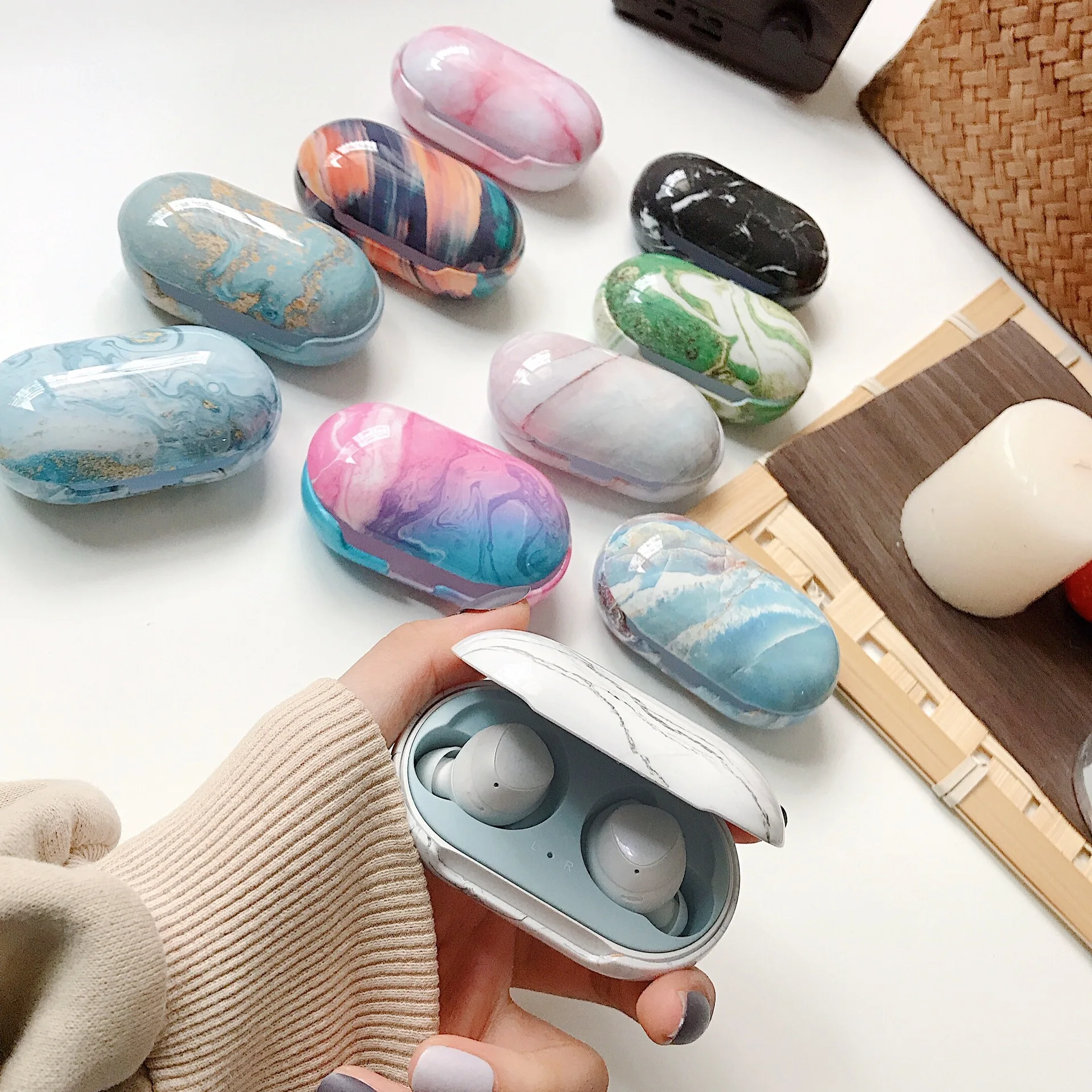 

Fashion Hard PC Marble Earphone Case For Samsung Galaxy Buds Bluetooth Headset Charging Protective Case For Galaxy Buds+ Plus