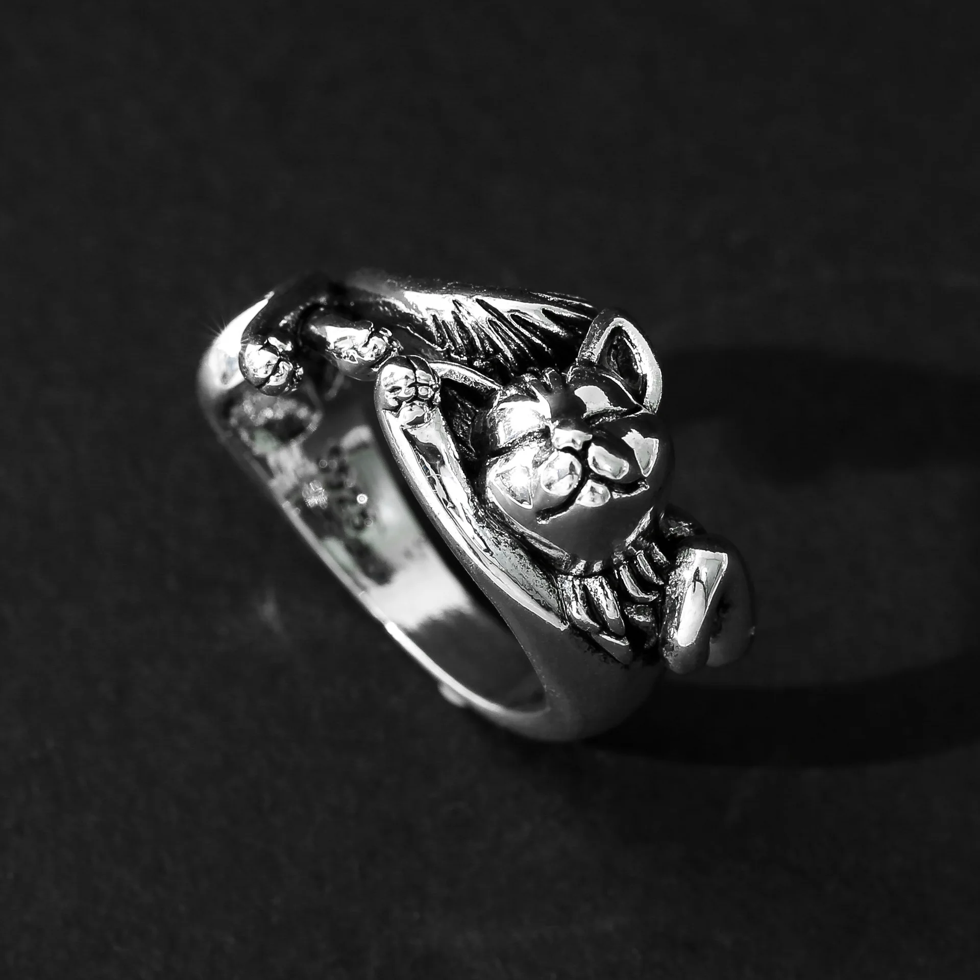 

New Popular Opening Rings for Women Accessories Cute Retro Style Kitten Ring Fashion Jewelry Hot Sale