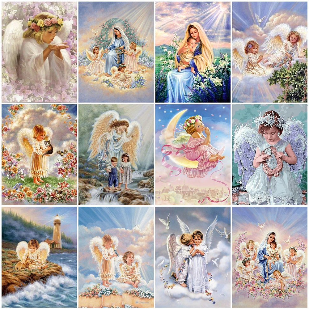 Evershine 5D DIY Diamond Painting Angel Cross Stitch Kit Diamond Embroidery Portrait Mosaic Rhinestones Art Home Decor