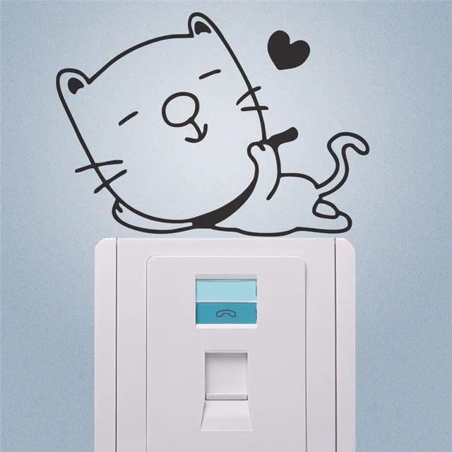 Мультяшный стиль кошка наклейка на стену художественные виниловые наклейки
