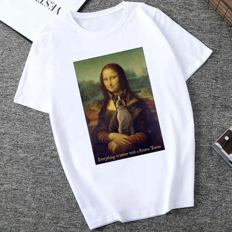 Mona Lisa Spoof персональные футболки женские модные футболки Harajuku летние с коротким рукавом и круглым вырезом белые Топы Рубашки Camiseta Femina