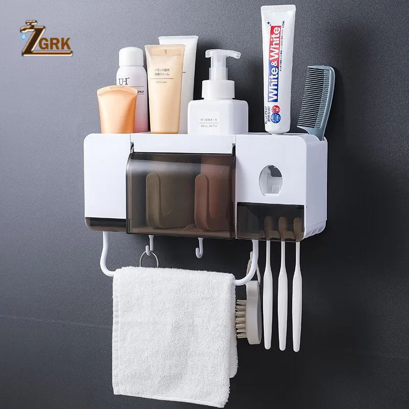 zgrk toothbrush holder toothpaste squeezer dispenser bathroom accessories sets 5 pcs bathroom storage box case household items free global shipping