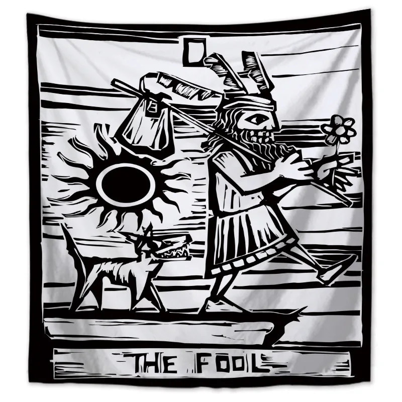 Черно белый дьявол с крыльями Классические европейские стили гобелены Пляжная