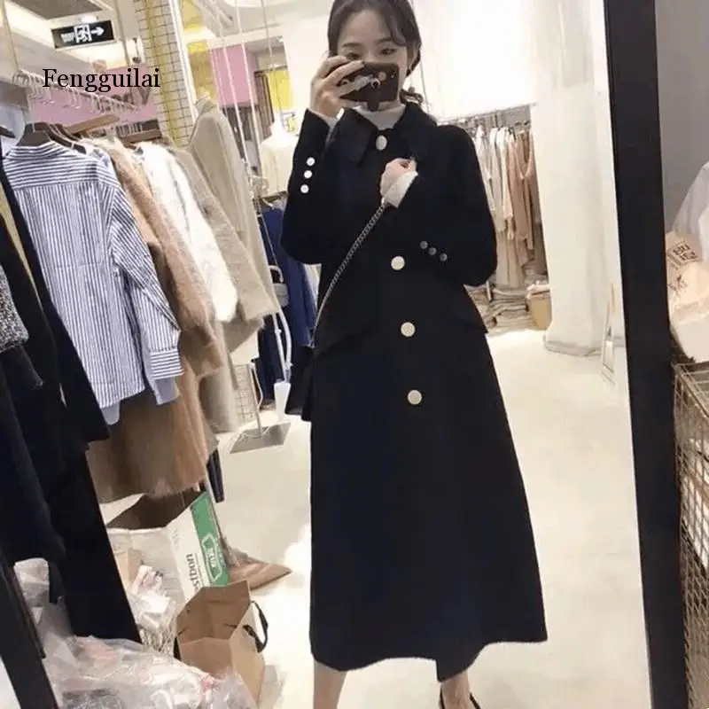 

Fashion England Style Long Slim Single Breasted Slim Women Wool Blend Coat Solid Cashmere Jacket Turn Down Collar Ladies Coats