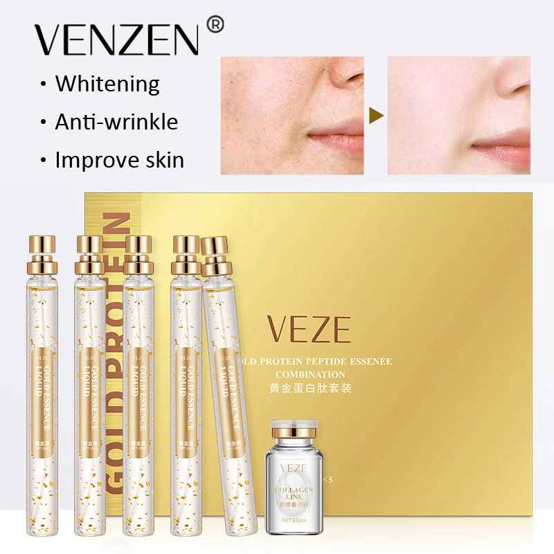 VENZEN 5 шт./компл. Золотой протеиновый пептид для лица шелковая линия резьба