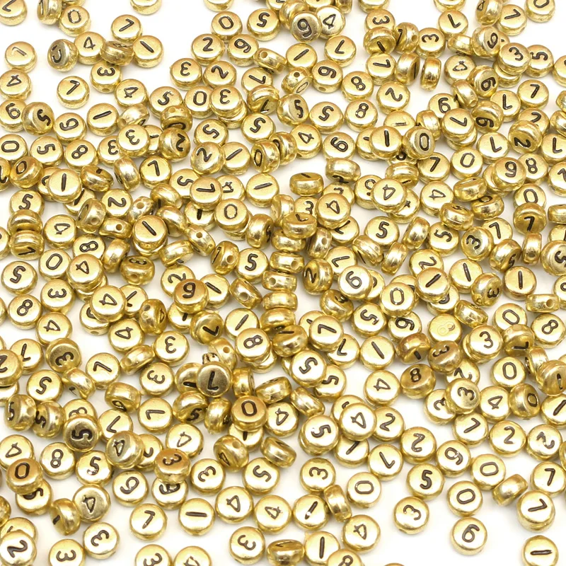 Акриловые шарики с разноцветным номером для ювелирных изделий 200 шт. рассыпчатые