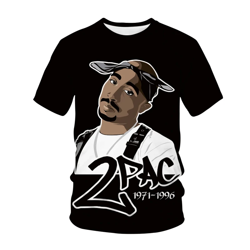 

Summer New Style Rapper Star Tupac T-shirt for Men and Women 3D Printed Streetwear O-neck Street Hip-hop Music Costume 2Pac Top