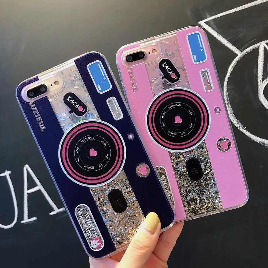 Мультфильм Дельфин зыбучие пески чехол для iPhone X 7 6 6s плюс динамический блеск пайетки чехлы для iphone 8 Plus XS MAX XR