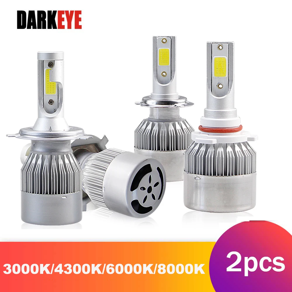DARKEYE 8000K 4300K H4 H7 светодиодный фар автомобиля Комплект H1 H11 9005 HB3 9006 HB4 H8 2 шт. 72 Вт 6000K