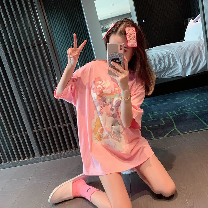 

Cartoon bear printed tshirt women short sleeve t shirt female fashion girls tshirts harajuku ulzzang summer tee shirts woman top